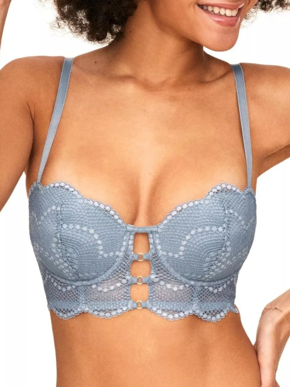 Adore Me Margaritte Ashley Blue Lace Push Up Padded Underwire Bra 36DDD 36F